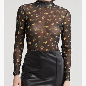 AFRM Mock Neck Sheer long sleeve top